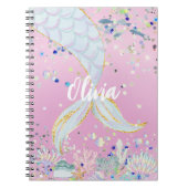 Whimsical Glitter Zeemeermin Beachy Onder het Zee Notitieboek (Voorkant)