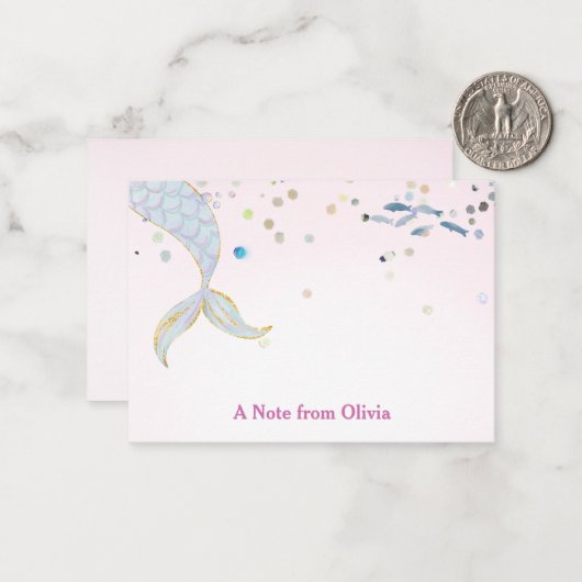 Whimsical Glitter Zeemeermin Beachy Onder het Zee Notitiekaartje