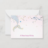 Whimsical Glitter Zeemeermin Beachy Onder het Zee Notitiekaartje (Voorkant)
