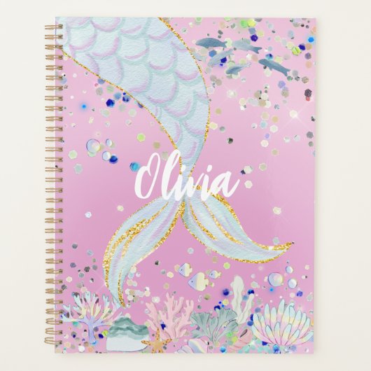 Whimsical Glitter Zeemeermin Beachy Onder het Zee Planner (Voorkant)