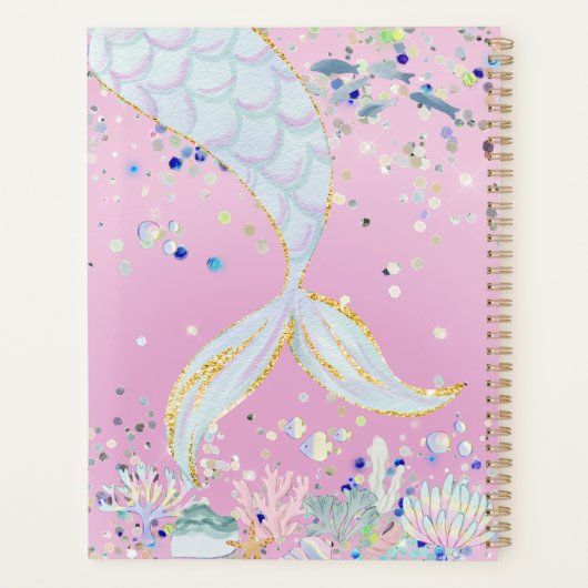 Whimsical Glitter Zeemeermin Beachy Onder het Zee Planner (Achterkant)