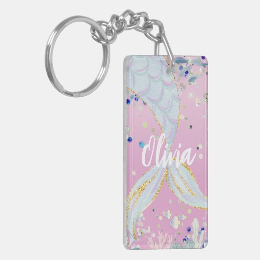 Whimsical Glitter Zeemeermin Beachy Onder het Zee Sleutelhanger (Voorkant Links)