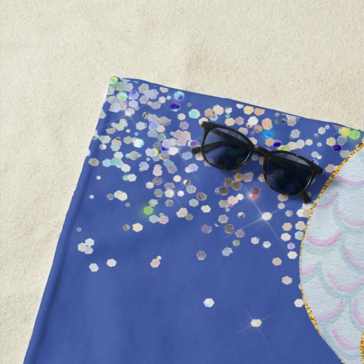 Whimsical Glitter Zeemeermin Beachy Onder het Zee Strandlaken (In situ)