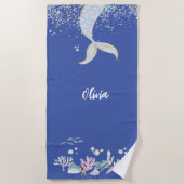 Whimsical Glitter Zeemeermin Beachy Onder het Zee Strandlaken (Voorkant)