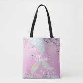 Whimsical Glitter Zeemeermin Beachy Onder het Zee Tote Bag (Voorkant)