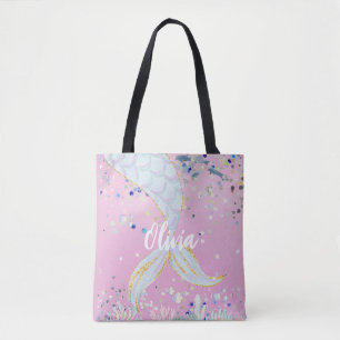 Whimsical Glitter Zeemeermin Beachy Onder het Zee Tote Bag