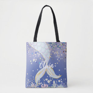 Whimsical Glitter Zeemeermin Beachy Onder het Zee Tote Bag