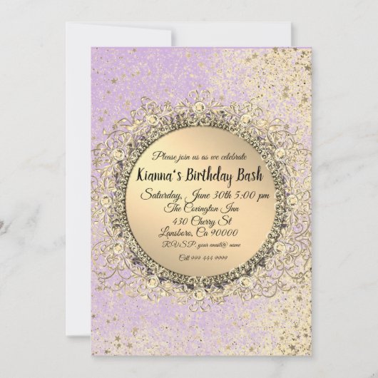 Whimsical Glittery Stars Flat Kaart Birthday (Voorkant)