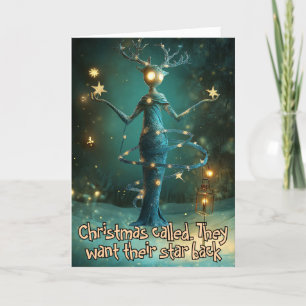 ** Whimsical Glow Funny Magical 32 Kerstmis AP97 Bedankkaart