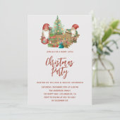 Whimsical Gnome & Christmas Tree Holiday Party Kaart (Staand voorkant)