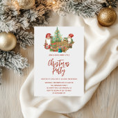 Whimsical Gnome & Christmas Tree Holiday Party Kaart