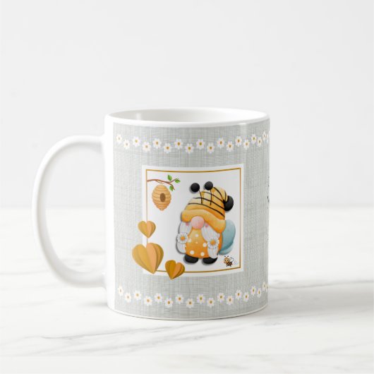 Whimsical Gnome Don’t Worry Bee Happy Daisy Mug Koffiemok (Links)