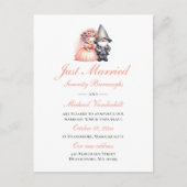 Whimsical Gnome Garden Sinaasappel net getrouwd br Aankondigingskaart (Voorkant)