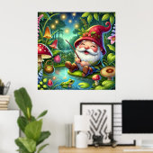 Whimsical Gnome Gevist door A Magical Forest Poster (Thuiskantoor)