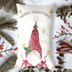 Whimsical Gnome Holly Merry Kerstgouden sterren Kussen