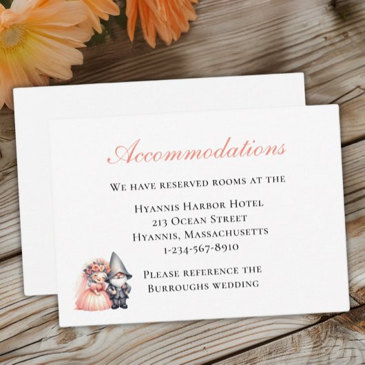 Whimsical Gnome Huwelijksaccommodatie Woodland Informatiekaartje