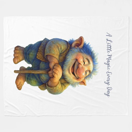 Whimsical Gnome Illustration Gift  Magic Every Day Fleece Deken (Voorkant (Horizontaal))