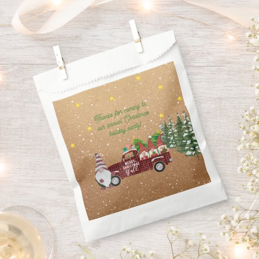 Whimsical Gnome in rode vrachtwagen kerstfeest Bedankzakje (Geknipt)
