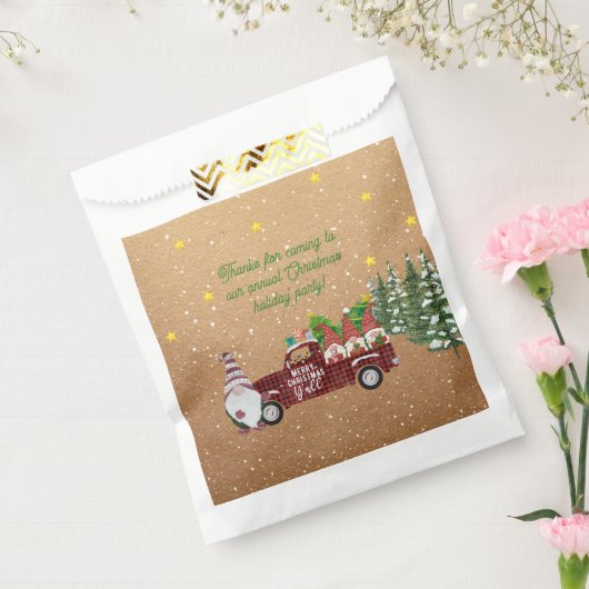 Whimsical Gnome in rode vrachtwagen kerstfeest Bedankzakje (Gezegeld)