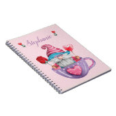 Whimsical Gnome in Tea Cup Hearts & Flowers Notitieboek (Rechterzijde)