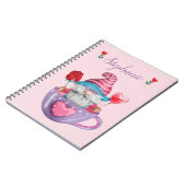 Whimsical Gnome in Tea Cup Hearts & Flowers Notitieboek (Linkerzijde)