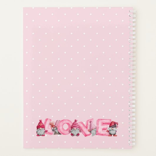 Whimsical Gnome in Tea Cup Hearts & Flowers Planner (Achterkant)