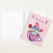 Whimsical Gnome in Tea Cup Hearts & Flowers Planner (Display)