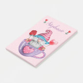 Whimsical Gnome in Tea Cup Hearts & Flowers Post-it® Notes (Schuin)