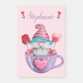 Whimsical Gnome in Tea Cup Hearts & Flowers Post-it® Notes (Voorkant)