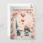 Whimsical Gnome Love: Schattige Valentijnsdag kuns Briefkaart (Voorkant / Achterkant)