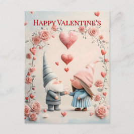 Whimsical Gnome Love: Schattige Valentijnsdag kuns Briefkaart