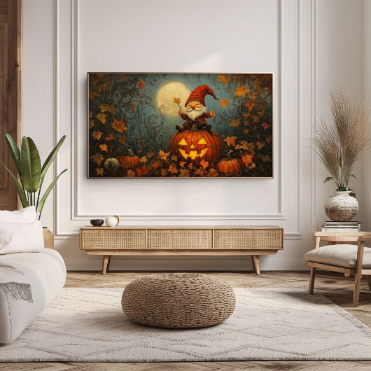 Whimsical Gnome op een Jack O' Lantern Poster