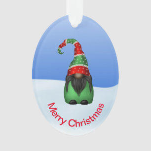 Whimsical Gnome op een sneeuwdag Kerstmis Ornament