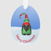 Whimsical Gnome op een sneeuwdag Kerstmis Ornament (achterkant)
