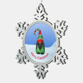 Whimsical Gnome op een sneeuwige dag Tin Sneeuwvlok Ornament (Rechts)