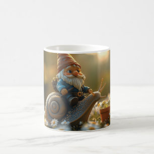 Whimsical Gnome op Snail Ride Magical Garden Scene Koffiemok