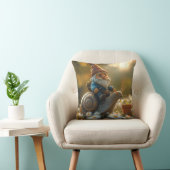 Whimsical Gnome op Snail Ride Magical Garden Scene Kussen (Stoel)