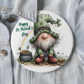 Whimsical Gnome St. Patrick's Day Ronde Button 6,0 Cm (In situ)