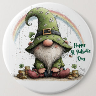 Whimsical Gnome voor St. Patrick's Dag Ronde Button 6,0 Cm