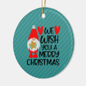 Whimsical Gnome - vrolijke kerstharten Keramisch Ornament (Links)