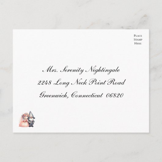 Whimsical Gnome Wedding RSVP | Oranje bossen Uitnodiging Briefkaart (Achterkant)