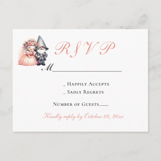 Whimsical Gnome Wedding RSVP | Oranje bossen Uitnodiging Briefkaart (Voorkant)