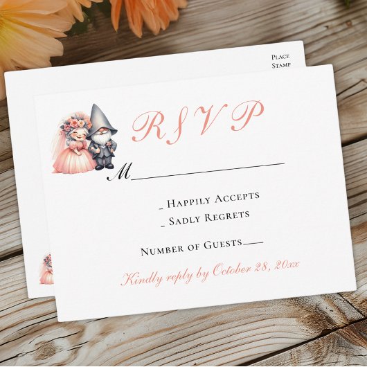 Whimsical Gnome Wedding RSVP | Oranje bossen Uitnodiging Briefkaart