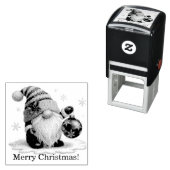 Whimsical Gnome With Ornament Christmas Ornament Zelfinktende Stempel (In situ)