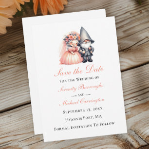 Whimsical Gnome Woodland Garden Wedding Save Datum Aankondiging