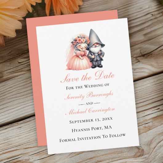 Whimsical Gnome Woodland Garden Wedding Save Datum Aankondiging