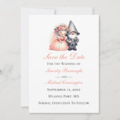 Whimsical Gnome Woodland Garden Wedding Save Datum Aankondiging (Voorkant)