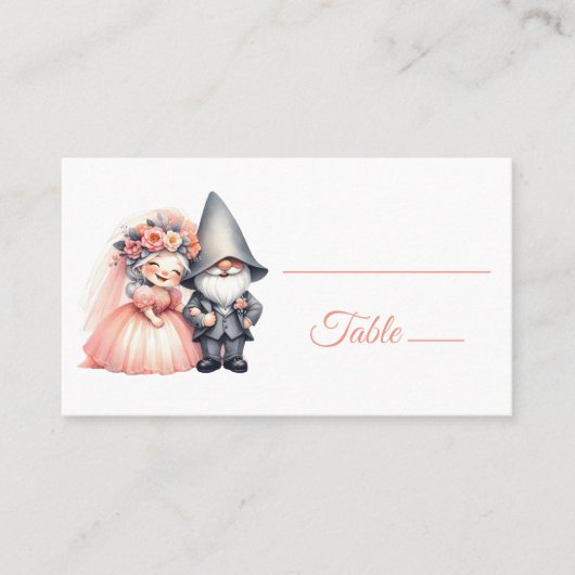 Whimsical Gnome Woodland Oranje bruiloft escort Plaatskaartje (Voorkant)