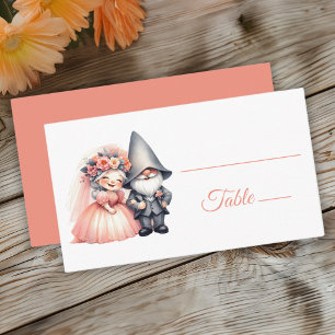 Whimsical Gnome Woodland Oranje bruiloft escort Plaatskaartje