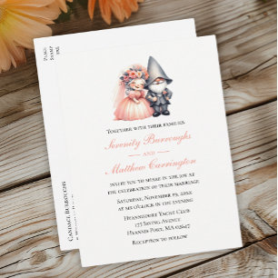 Whimsical Gnome Woodland Sinaasappel Tuin bruiloft Uitnodiging Briefkaart